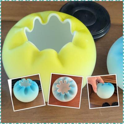 Fenton Like Hand Blown Satin Glass Rose Bowls