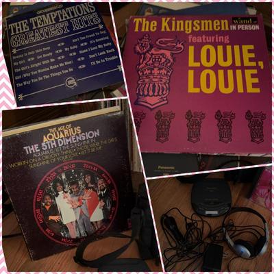 Collection of vintage albums, and lots of CDs And Portable Cd Player