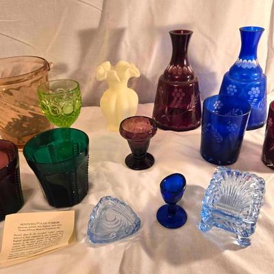 Vintage Colored Glass: Cut to Clear, Vaseline Glass Vase +