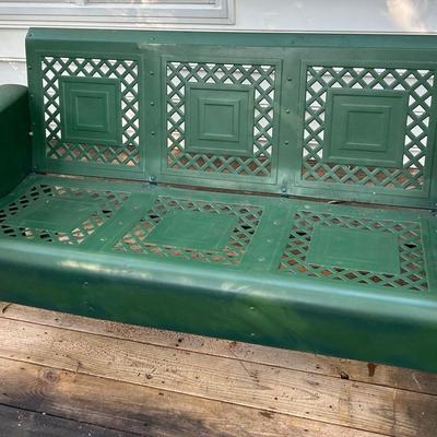 Vintage Mid-Century3 Seater Metal Porch Glider - Basket Weave With Squares 