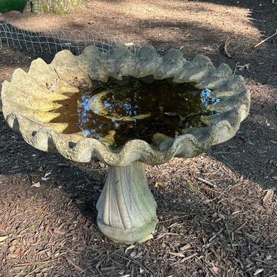 Scalloped Edge Concrete Birdbath With Pedestal 