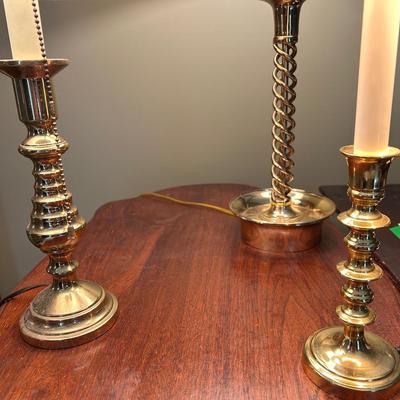 3 Brass Lamps With Shades 