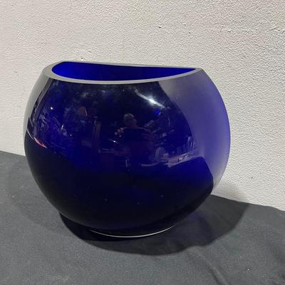 Vintage Cobalt Blue Half Sphere Vase