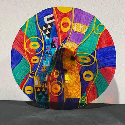 Vintage Abstract Handpainted Art Glass Bowl