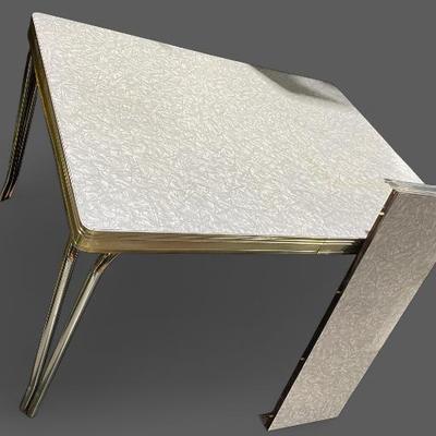 Metal White Table With 1 Leaf Insert
