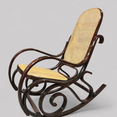 Vintage Thonet-style bentwood Cane Back rocking chair 