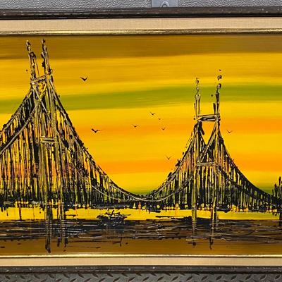 Vintage “Metro Bridge” Drip Painting