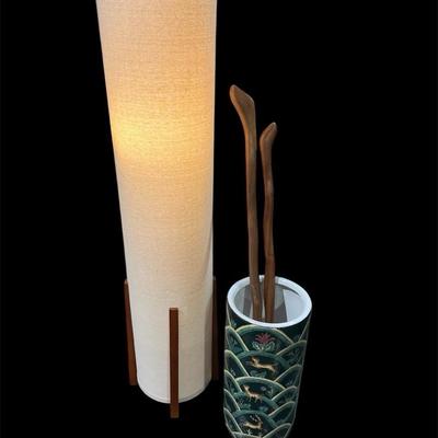 Bohemian Style Four Finger Lantern mood Floor Lamp & Ceramic Umbrella Stand + Carved Walking Sticks