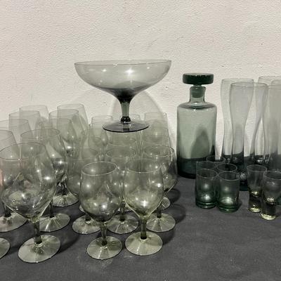 Scandinavian Apothecary Bottle And Pilsner Glasses, “Canada Smoke” Shot Glasses + Wine Glasses