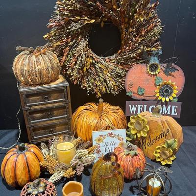 Fall Decor Including Apothecary Hammered Metal Tabletop Chest