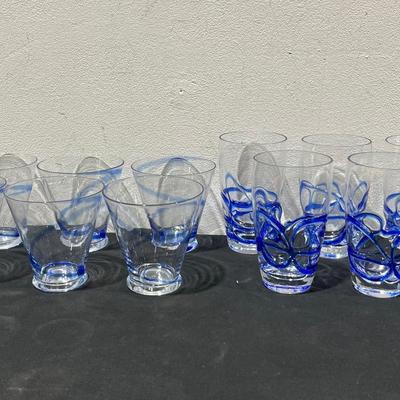 Swirline Cobalt Highball & lowball Glass Sets