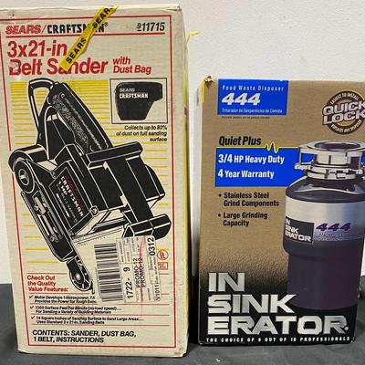 New In Box Craftsman Belt Sander With Dust Bag & New In Box Food Waste Disposer