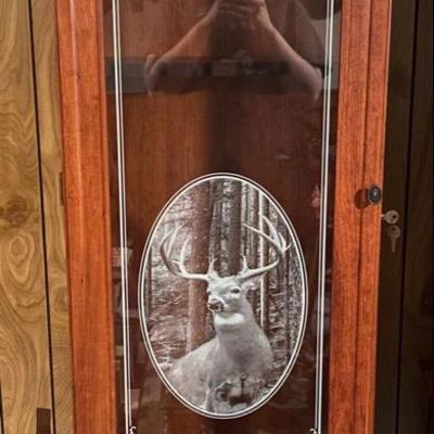 Gun Cabinet W/ Etched deer