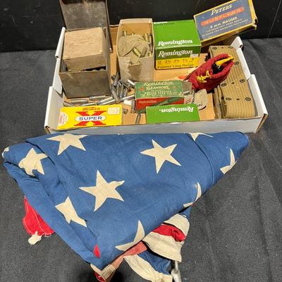 Remington, Peters, Western & More Vintage Ammunition Plus US Flag (8x6 Approximately)