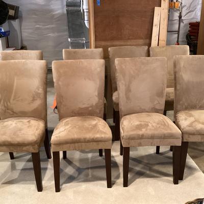 Set Of (8) Suede Look Dining Chairs