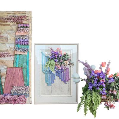 Assorted Pink and Green Paper Fiber Art & Floral Decor