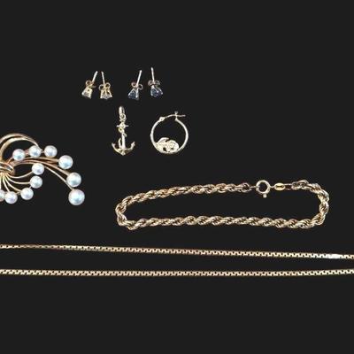 14k Gold Necklace, Bracelet, Studs, Pendant, More