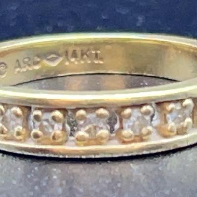14K Gold Band With 5 Small Stones