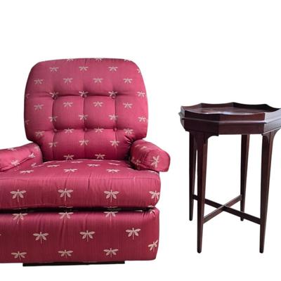 Red Dragonfly Print Rocking Chair and Side Table