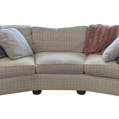Century Furniture Angled Sofa with Throw Pillows and Blanket