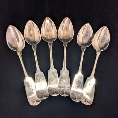 A.C. Wortley 6 Antique Sterling Silver Spoons