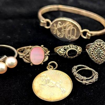 4 Sterling Rings, Earrings, Bracelet, & Pendant