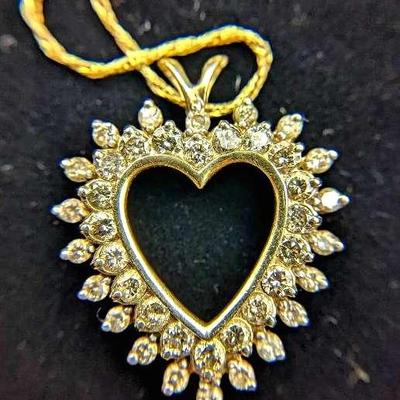 14K Chain & 10K Gold & Diamond Heart Pendant