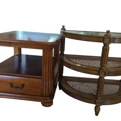 Two Solid Wood End Tables 