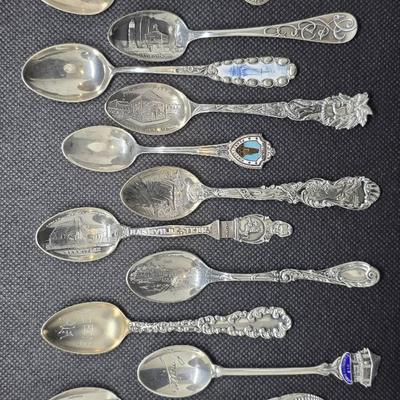 Vintage Sterling Silver Set of 11 Souvenir Spoons