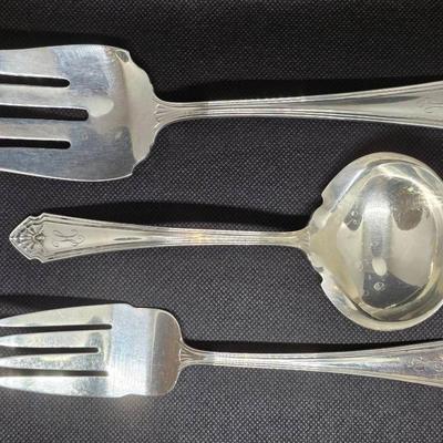 3 Sterling Silver Pieces, Serving Forks and Ladle