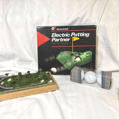 Golf Electric Putting Partner, Golf Balls, and Golf Course Train Model