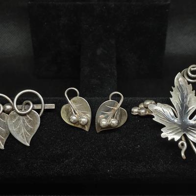 Sterling Earrings and 2 Brooches