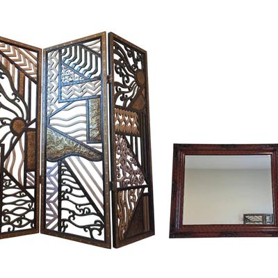 Ornate Mirror & Art Deco Style Room Divider