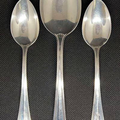 2 Sterling Silver Table Spoons & 1 Sterling Silver Serving Spoon