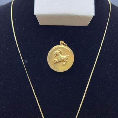 14K Gold Chain With Pendant, Additional Pendant & Hoop Earrings