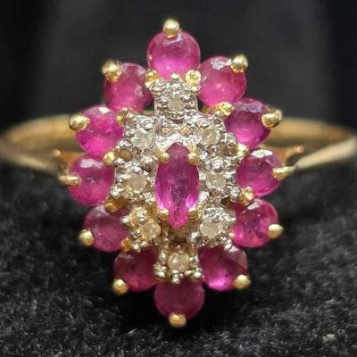 10k Gold Ring with Purple Marquise Stones