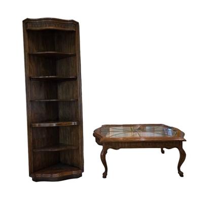 Drexel Wood Coffee Table and Bookshelf