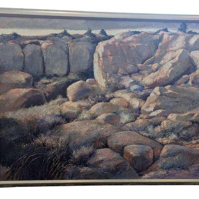 Original, Signed Landscape Painting In Wood Frame