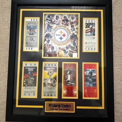 AAE023 - Framed Pittsburgh Steelers Display Superbowl Tickets Official NFL 