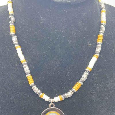 AAE111- Pittsburgh Steelers Fan Puka Shell Style Beaded Necklace