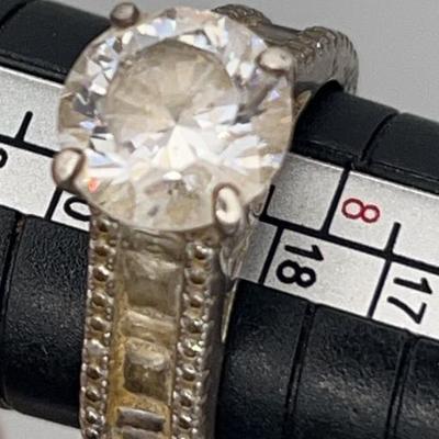 AAE114-Sterling Silver CZ Engagement Ring