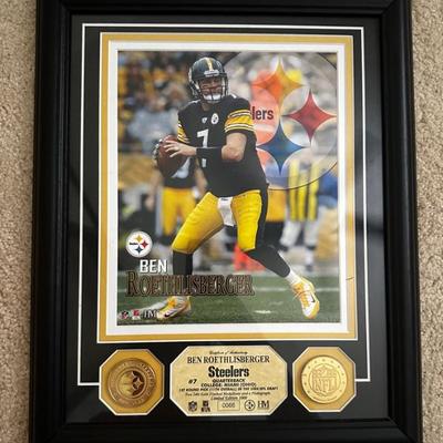 AAE017 - Framed Ben Roethlisberger Bronze Coin And Photo Mint