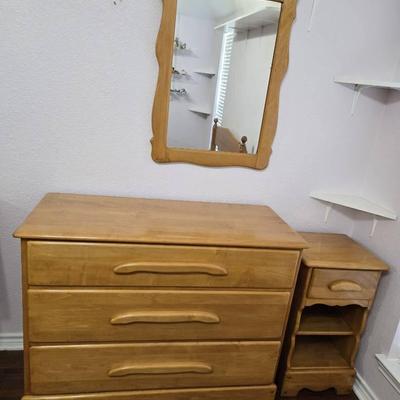 Chest Of Drawers With Night Stand & Mirror