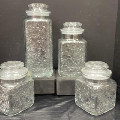 4 Pieces Canister Set Princess Glass