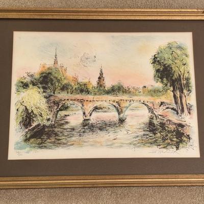 Sale Photo Thumbnail #30: Lithograph titled "Pont Neuf" by Ira Moskowitz