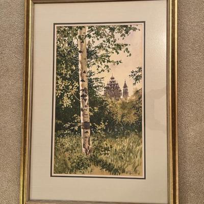 Sale Photo Thumbnail #45: Artwork featuring A Birch Tree & Structure