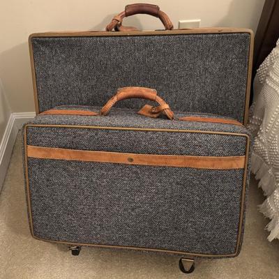 Sale Photo Thumbnail #23: Vtg Hartmann Leather and Tweed Suitcases
