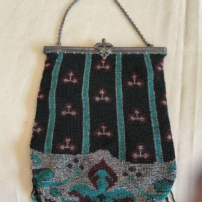 Antique Micro Beaded Purse Possibly Sterling 