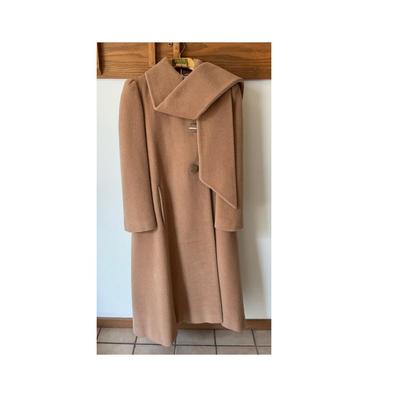 Vintage Camel Color Wool Coat Wool Mark Satin Lined