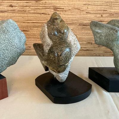 Set Of Three Modernist Stone Sculptures 